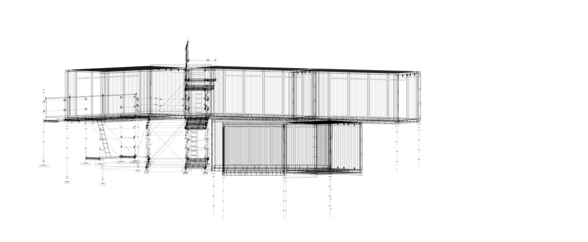 Rendu 3D sombre — ambiance nocturne et éclairage artificiel